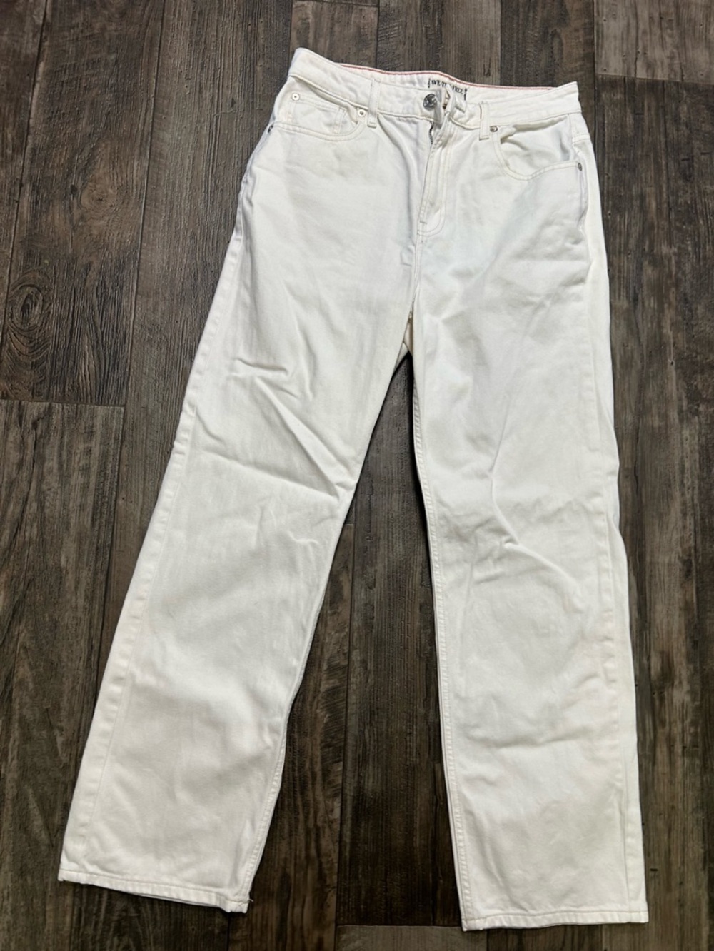 Free People We The Free Pacífica High Rise Slim Straight Jeans White Size 30